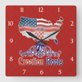 American Kroates Roots Square Clock Fyrkantig Klocka