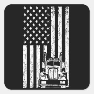 AMERICAN LASTBIL FLAGGA Trucker Big Rig Lastbil La Fyrkantigt Klistermärke