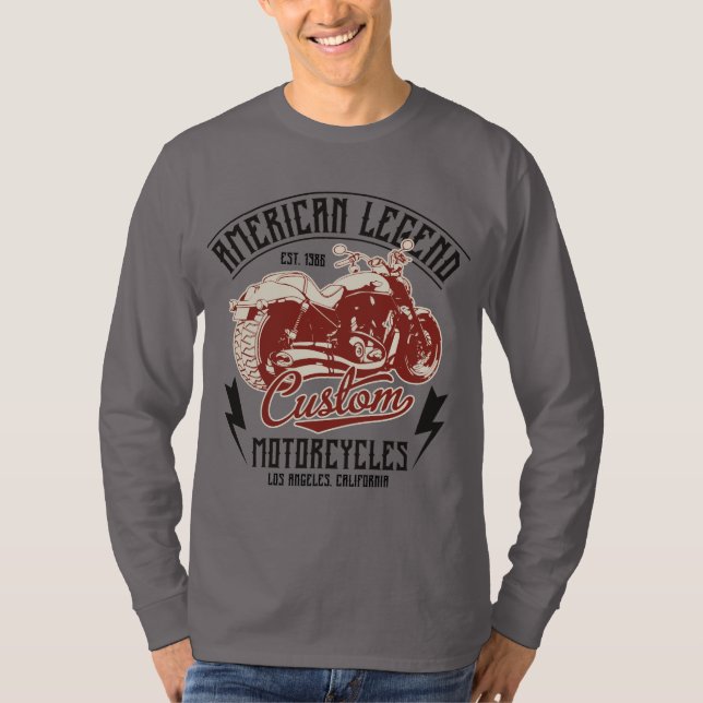 American Legend Anpassningsbar Motorcycle Los Ange T Shirt (Framsida)