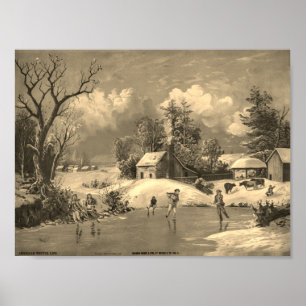 American Life Winter Time med Sepia-filter Poster
