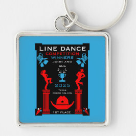 American Line Dancing Competition Fyrkantig Silverfärgad Nyckelring