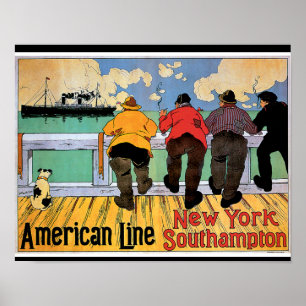 American Line New York till Southampton Poster