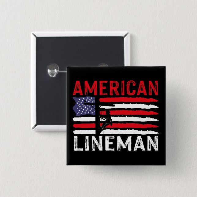 American Lineman Electric Cable Patriotic USA flag Knapp (Framsida & baksida)