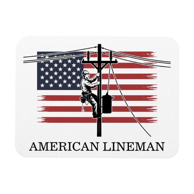 American Lineman Flag – Electrician & Utility Work Magnet (Horisontell)