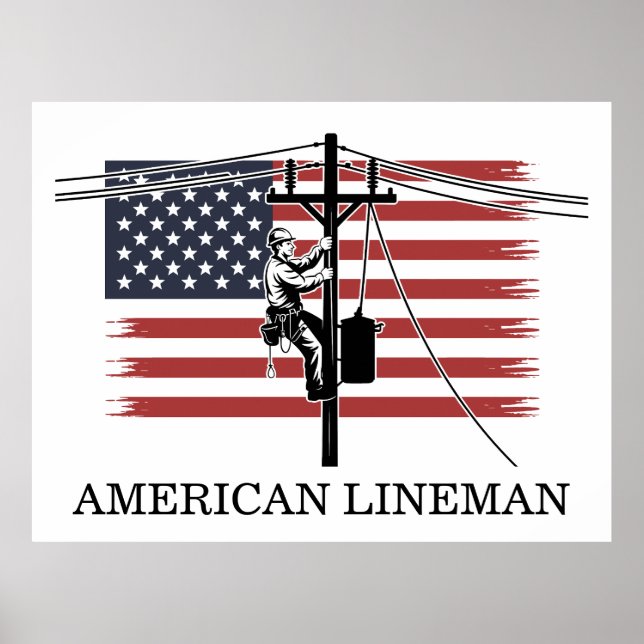 American Lineman Flag – Electrician & Utility Work Poster (Framsidan)