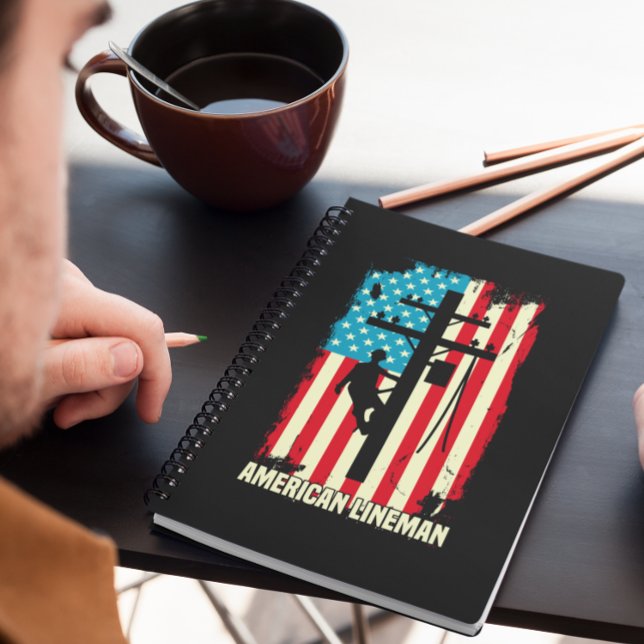 American Lineman Flagga Electric Cable Notebook Anteckningsbok (american lineman notebook)
