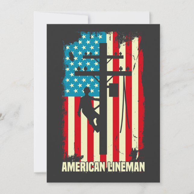 American Lineman Flagga Electric Cable Patriotic Inbjudningar (Framsida)