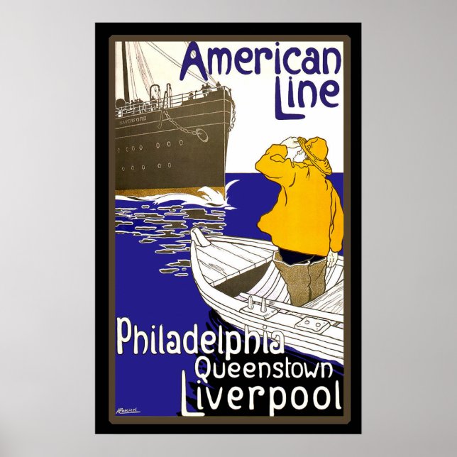 American Linjer Sailor in Boat Meeting Liner Poster (Framsidan)