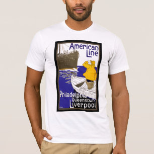 American Linjer Sailor in Boat Meeting Liner T Shirt