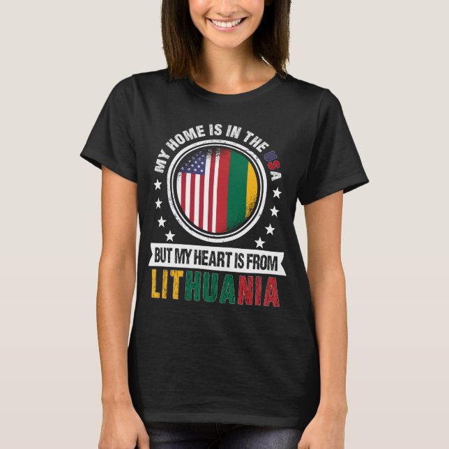 American Lithuanian Flag Heart Lithuania Patriot T Shirt (Framsida)
