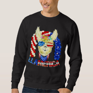 American Llama Llamerica USA Patriotic 4:e juli Lång Ärmad Tröja