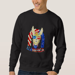 American Llama Llamerica Usa Patriotic 4:e juli Lång Ärmad Tröja