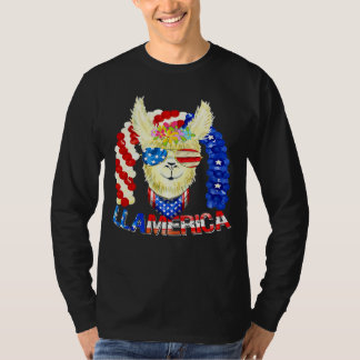American Llama Llamerica USA Patriotic 4:e juli T Shirt