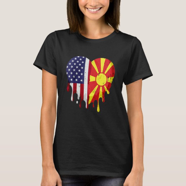 American Macedonian Heritage Month Macedonia Flag  T Shirt (Framsida)