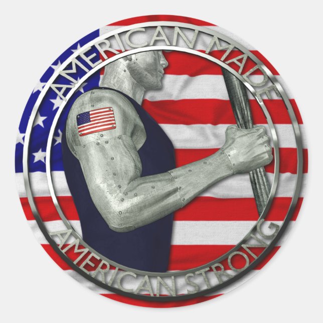 American Made American Strong Runt Klistermärke (Framsida)