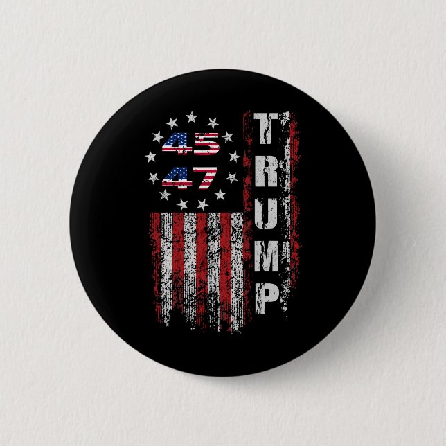 American Made Trump Merchandise Flagga Trump 45 47 Knapp (Framsida)
