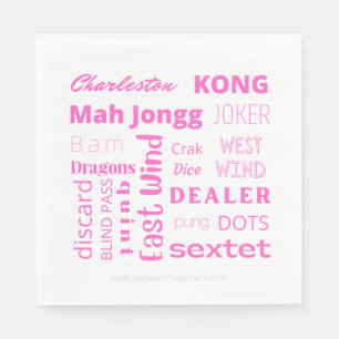 American Mah Jongg papper napkin med rosa ord Pappersservett