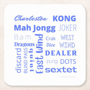 American Mah Jongg Underlägg i Blue Papper Kvadrat