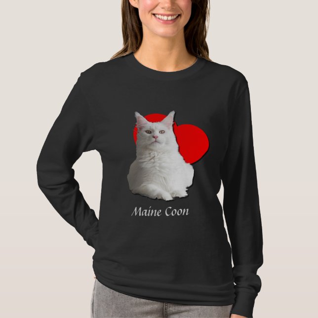 American Maine Coon Cat Kärlek Heart Moggy T Shirt (Framsida)