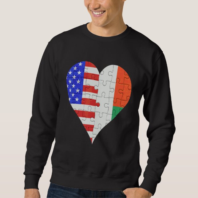 American Malagasy Flagga Heart Lång Ärmad Tröja (Framsida)