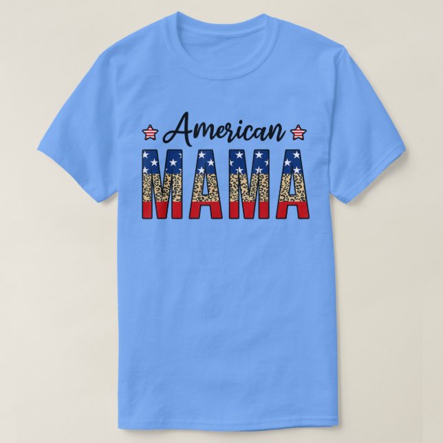 American Mama 4th Of July Leopard Fourth Of July M T Shirt (Design framsida)
