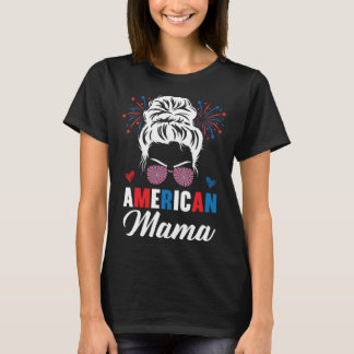 American Mama America Mother USA Flag 4th Of July T Shirt