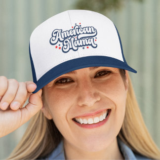 American Mama" Retro Groovy 4th of July Keps