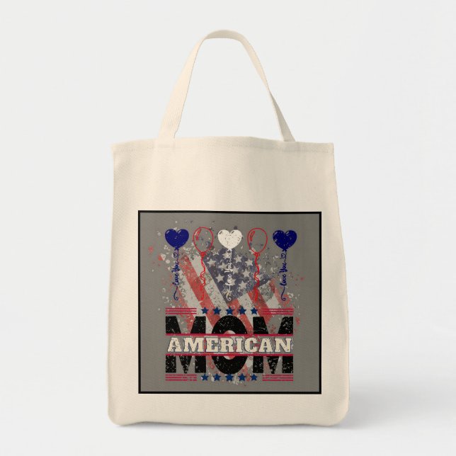 American Mamma Tote Bag - Patriotic Star för Mor Tygkasse (Framsidan)