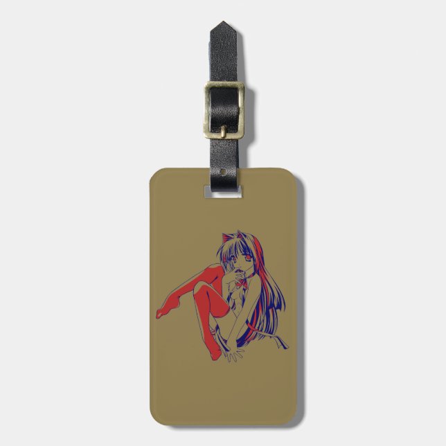 American Manga Neko Catgirl Kawaii Anime Bagagebricka (Vertikal Framsida)