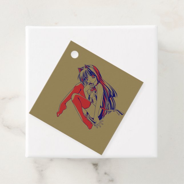 American Manga Neko Catgirl Kawaii Anime Gåvor Etiketter (På plats)