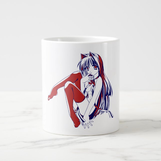 American Manga Neko Catgirl Kawaii Anime Jumbo Mugg (Framsidan)