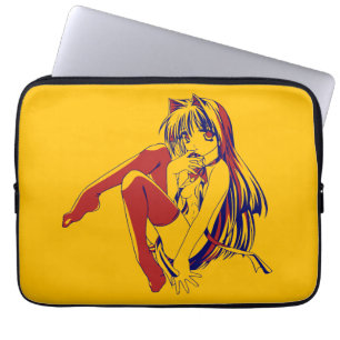 American Manga Neko Catgirl Kawaii Anime Laptop Fodral