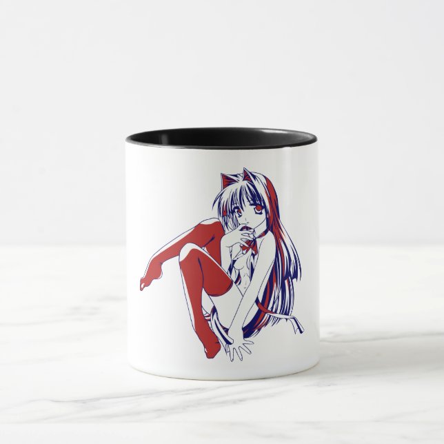American Manga Neko Catgirl Kawaii Anime Mugg (Center)