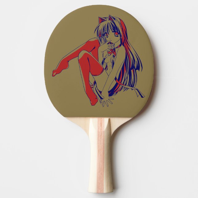 American Manga Neko Catgirl Kawaii Anime Pingisracket (Framsidan)