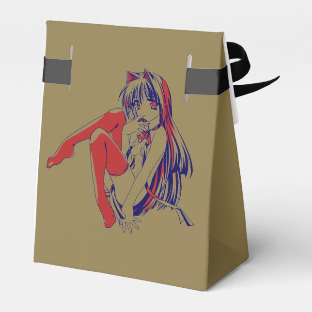 American Manga Neko Catgirl Kawaii Anime Presentaskar (Baksidan Sidan)