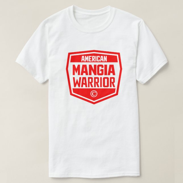 American Mangia Warrior - w/ Black Shield Logotyp T Shirt (Design framsida)