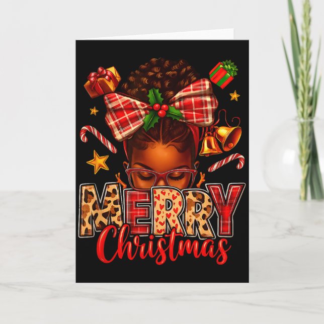 American Melanin Afro Sleigh Queen Christmas Afric Kort (Framsida)