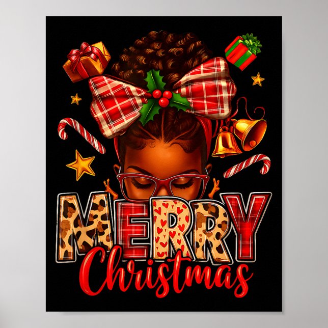 American Melanin Afro Sleigh Queen Christmas Afric Poster (Framsidan)
