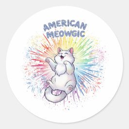 American Meowgic - Sparkly Cat & Rainbow Fireworks Runt Klistermärke
