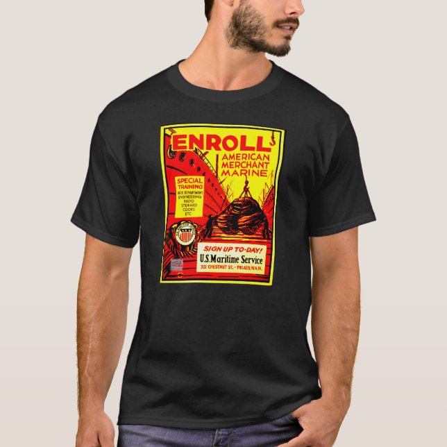 American Merchant Marine-Enroll Today T-Shirt (Framsida)