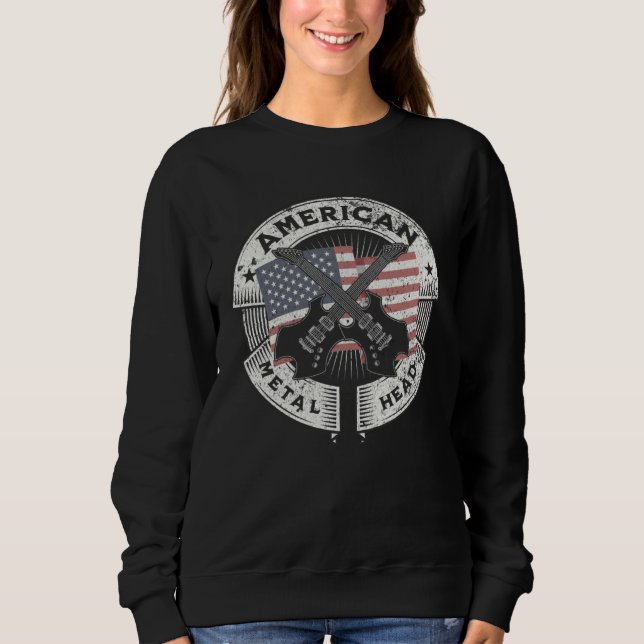 American Metalhead Heavy Metal Music Guitar Player T Shirt (Framsida)