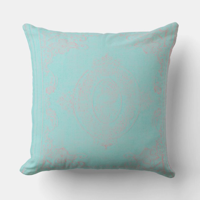 American MoJo Kuddyn Icy Blue Mauve Antik Scroll Kudde (Framsida)