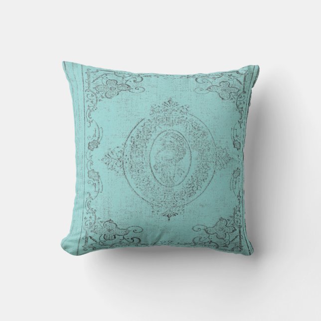 American MoJo Kuddyn Icy Blue, svart etsning Kudde (Framsida)