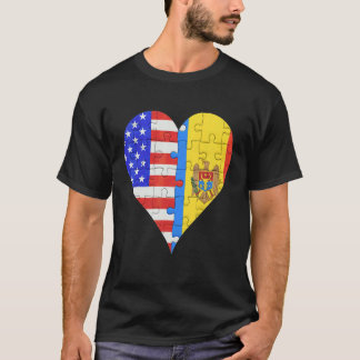 American Moldovan Flagga Heart T Shirt