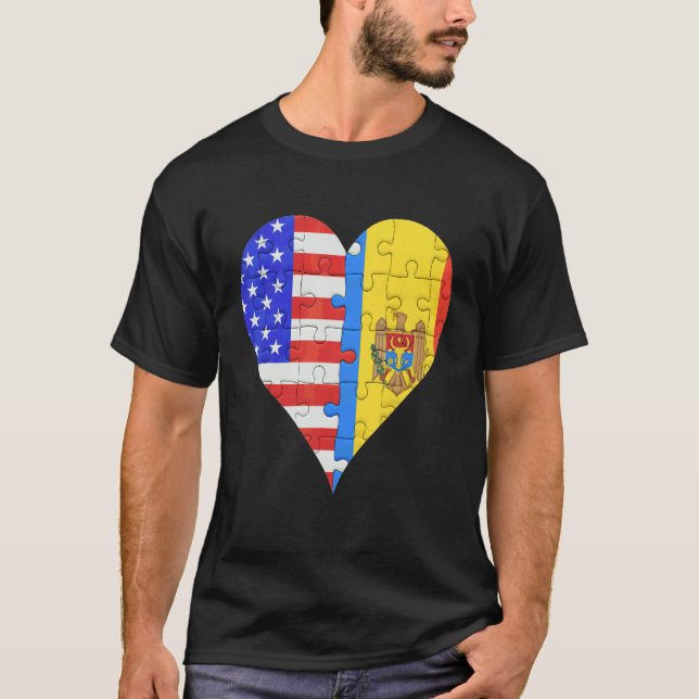 American Moldovan Flagga Heart T Shirt (Framsida)