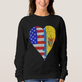 American Moldovan Flagga Heart T Shirt