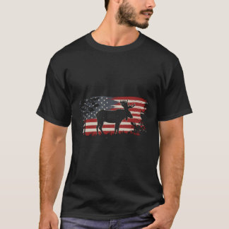 American Moose Gift Design Idea Usa Flag T Shirt