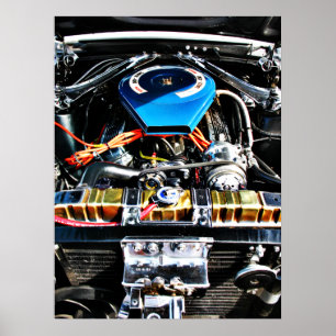 American Muscle Car Engine Poster