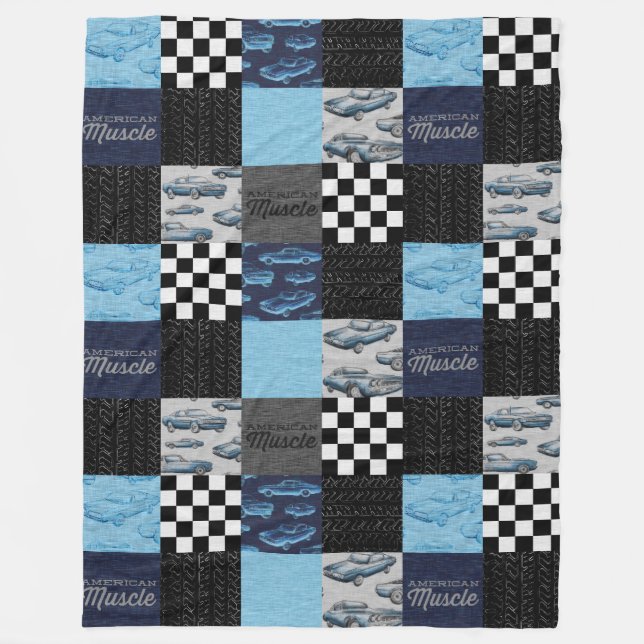 American Muscle Cars Fleece Blanket - Blue (Framsidan)
