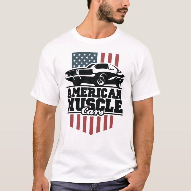 American Muscle Cars for Car Buffs T-Shirt (Framsida)